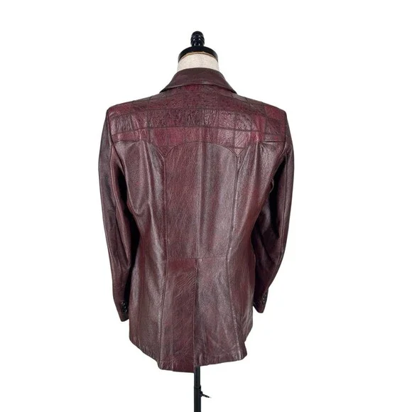 Scully Cherry Leather Ostrich Trim Blazer Jacket Men’s Size 40